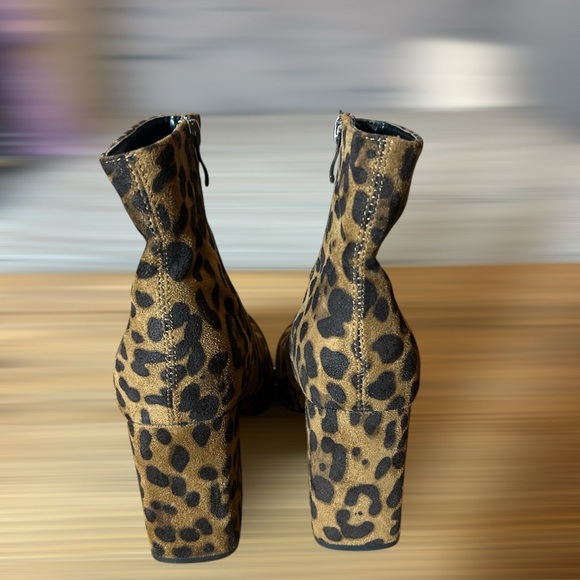 Public Desire Empire Pointed Ankle Boots Brown Black Leopard Western Print Sz 6 - Picture 3 of 9